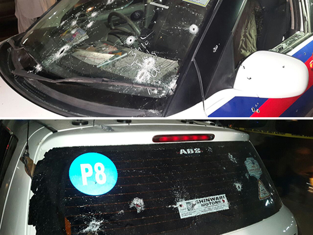 the police vehicle which came under the attack on modnay photo express