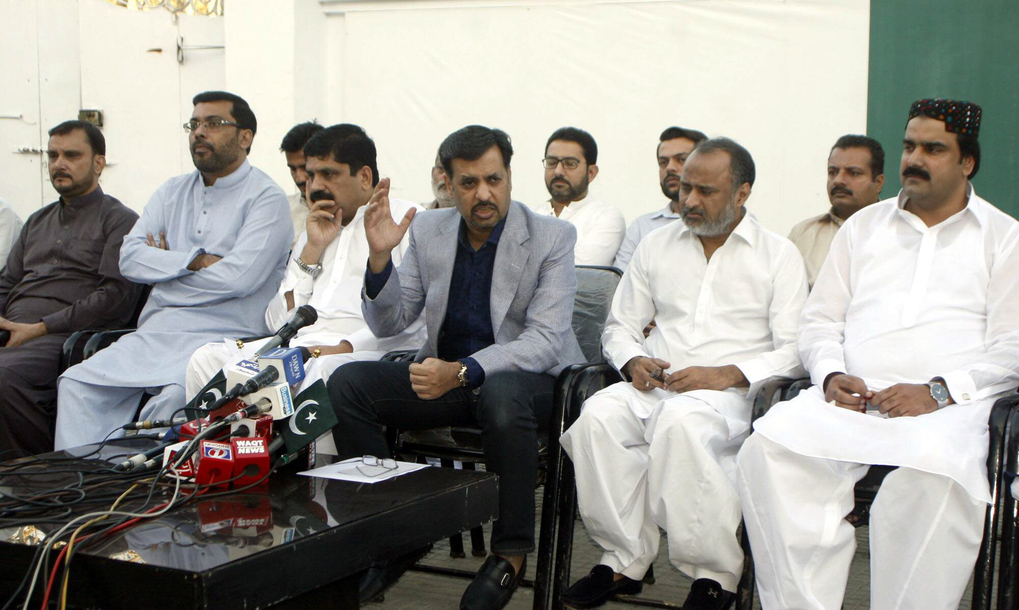 psp chief mustafa kamal addressing the media on monday photo express