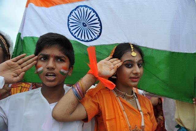 in this photograph taken on august 30 2012 indian school children salute as they stand to attention and sing the national anthem 039 jana gana mana 039 in hyderabad photo afp in this photograph taken on august 30 2012 indian school children salute as they stand to attention and sing the national anthem 039 jana gana mana 039 in hyderabad photo afp