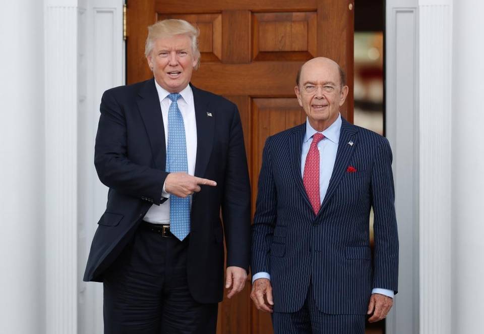 president elect donald trump and investor wilbur ross pose for a photo following their meeting at trump international golf club november 20 2016 in bedminster township new jersey photo afp