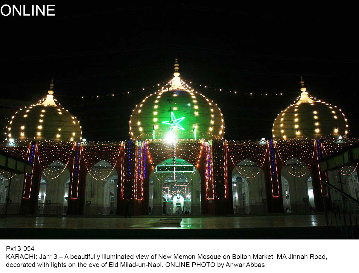 the new memon mosque in karachi illuminated ahead of eid miladun nabi pbuh photo online