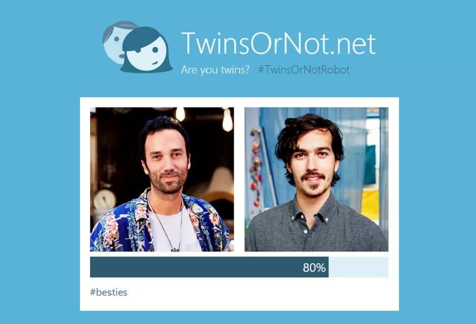 twinsornot lets you compare the faces to see a degree of likeness photo microsoft