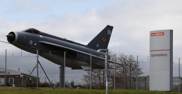 a replica of a lightning fighter jet stands outside the main gate of the bae systems facility at salmesbury near preston northern england march 10 2016 photo reuters a replica of a lightning fighter jet stands outside the main gate of the bae systems facility at salmesbury near preston northern england march 10 2016 photo reuters