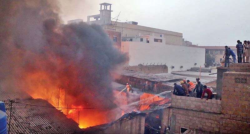 it took more than two hours to extinguish the blaze that erupted at a warehouse of medicines and chemicals near denso hall on saturday the narrow streets of the area also prevented the fire fighters from reaching on time photo online