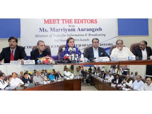 minister of state for information marriyum aurangzeb addresses a programme organised by the cpne in karachi president cpne zia shahid secretary general aijazul haq vice president aamir mehmood principal information officer rao tehsin ali khan nabi chandio are also present photo express minister of state for information marriyum aurangzeb addresses a programme organised by the cpne in karachi president cpne zia shahid secretary general aijazul haq vice president aamir mehmood principal information officer rao tehsin ali khan nabi chandio are also present photo express