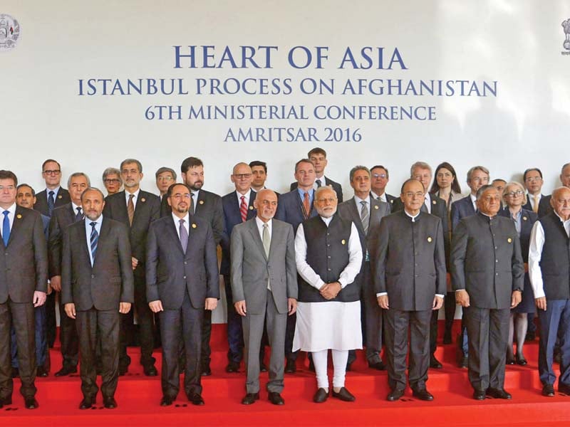 modi and ghani line up with other delegates at the heart of asia conference photo afp