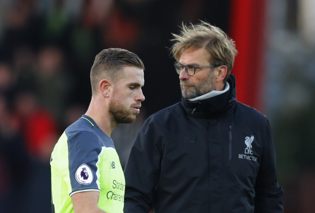 liverpool manager juergen klopp and jordan henderson look dejected after the game against bournemouth on december 4 2016 photo reuters liverpool manager juergen klopp and jordan henderson look dejected after the game against bournemouth on december 4 2016 photo reuters