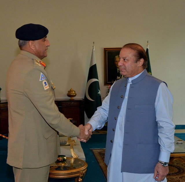 army chief general qamar javed bajwa meeting prime minister nawaz sharif photo pm house