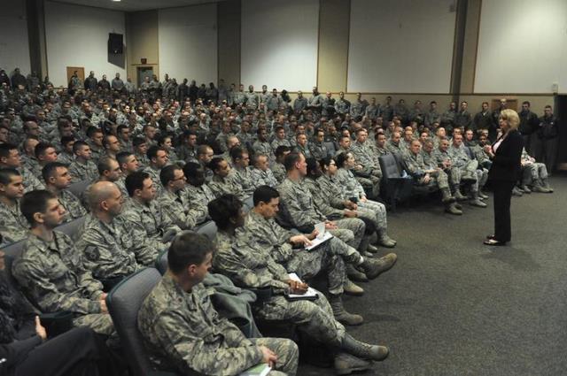 secretary of the air force deborah lee james talks to members of the 341st missile wing during a visit to malmstrom air force base in montana january 22 2014 photo reuters