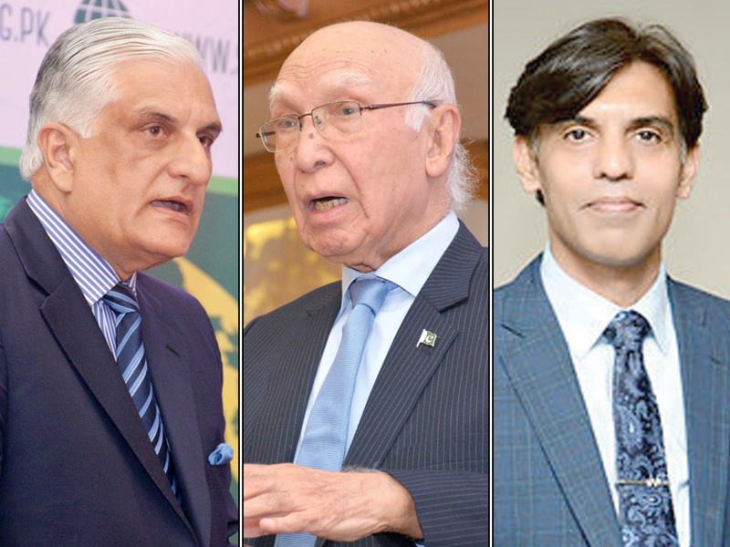 zahid hamid sartaj aziz amp abid suleri photo file