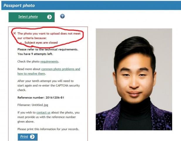 a screenshot of new zealand man richard lee 039 s passport photo rejection notice supplied to reuters december 7 2016 photo reuters