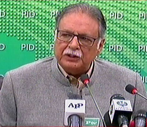 former federal minister for communication pervez rashid addressing a press conference in islamabad on friday express news screen grab