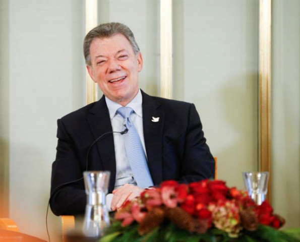 nobel peace prize laureate colombian president juan manuel santos speaks during a news conference at the norwegian nobel institute in oslo norway december 9 2016 photo reuters