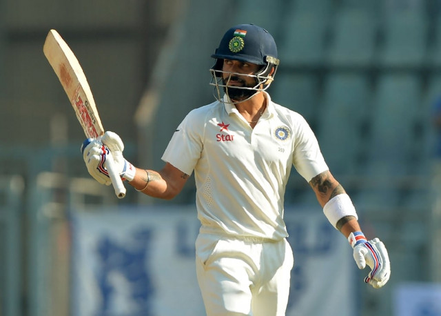 kohli crossed 1 000 test runs for the year and 4 000 for his career during his 241 ball knock to ensure india take a 51 run lead with three wickets remaining into day four photo afp kohli crossed 1 000 test runs for the year and 4 000 for his career during his 241 ball knock to ensure india take a 51 run lead with three wickets remaining into day four photo afp