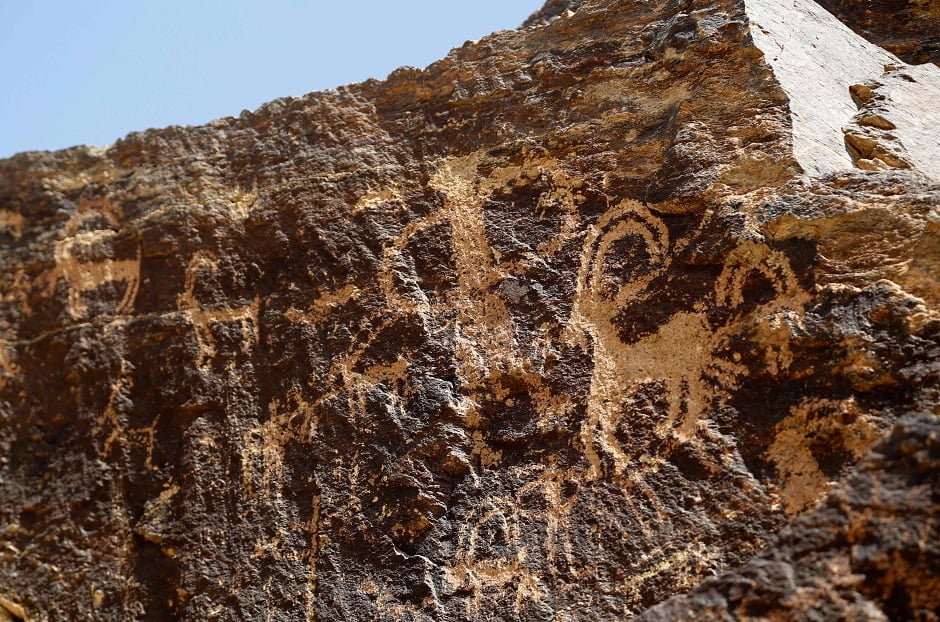 ancient engravings of animals are seen in the hills outside the town of khomein in central iran photo afp