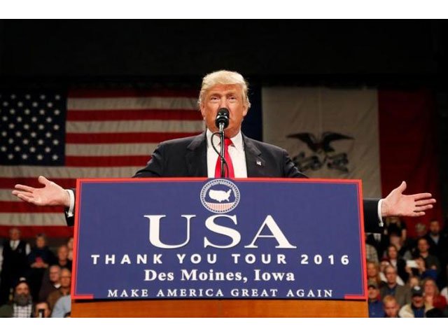 us president elect donald trump speaks at the usa thank you tour event at the iowa events center in des moines iowa us december 8 2016 photo reuters