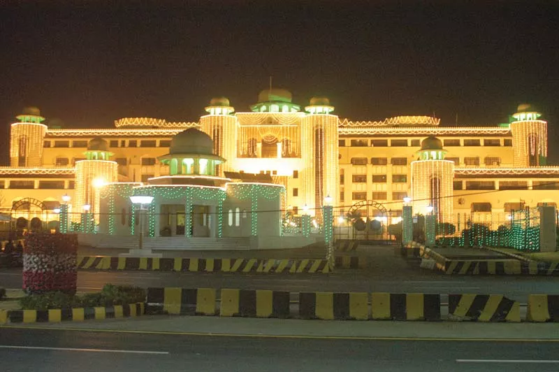 a street and a building in rawalpindi are covered with bright lights while the prime minister s secretariat is illuminated on the eve of eid miladun nabi photos express a street and a building in rawalpindi are covered with bright lights while the prime minister s secretariat is illuminated on the eve of eid miladun nabi photos express