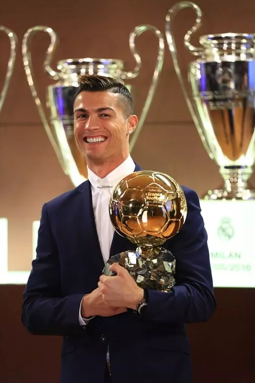 handout photo released on december 12 2016 by l 039 equipe shows portugese player cristiano ronaldo posing with the ballon d 039 or france football trophy in madrid cristiano ronaldo was named winner of the ballon d 039 or on december 12 2016 for the fourth time organisers france football said capping a terrific year for the real madrid star photo afp handout photo released on december 12 2016 by l 039 equipe shows portugese player cristiano ronaldo posing with the ballon d 039 or france football trophy in madrid cristiano ronaldo was named winner of the ballon d 039 or on december 12 2016 for the fourth time organisers france football said capping a terrific year for the real madrid star photo afp