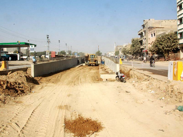 a view of the orange line brt which is currently under construction it was named as abdul sattar edhi line on tuesday photo athar khan express a view of the orange line brt which is currently under construction it was named as abdul sattar edhi line on tuesday photo athar khan express