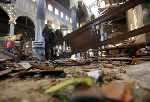 damage from the explosion inside cairo 039 s coptic orthodox cathedral is seen inside the cathedral in cairo photo reuters