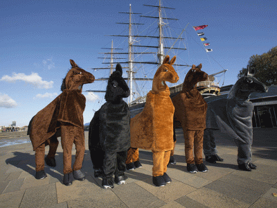 two by two pantomime horses trot charitably through london two by two pantomime horses trot charitably through london