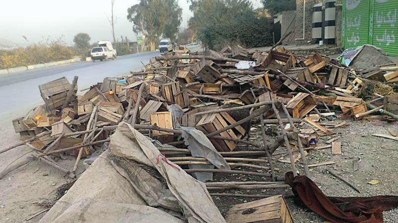 debris of the demolished cabins strewn along gt road photo express