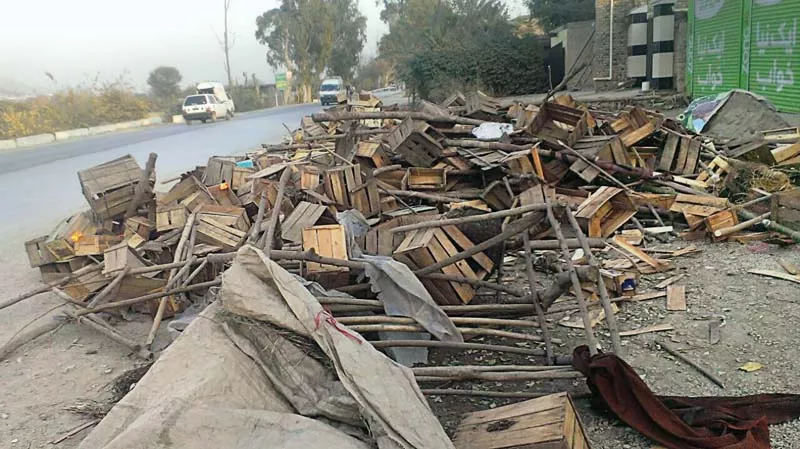 debris of the demolished cabins strewn along gt road photo express debris of the demolished cabins strewn along gt road photo express