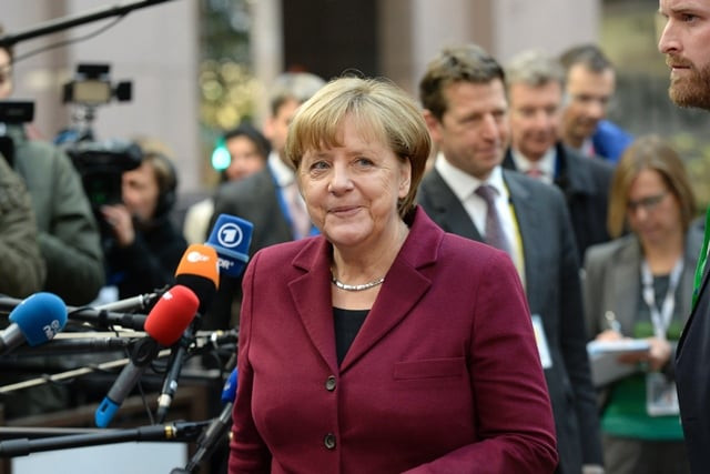 german chancellor angela merkel addresses the media as she arrives for a european union leaders summit focused on russia sanctions and migration at the european council in brussels on december 15 2016 photo afp german chancellor angela merkel addresses the media as she arrives for a european union leaders summit focused on russia sanctions and migration at the european council in brussels on december 15 2016 photo afp