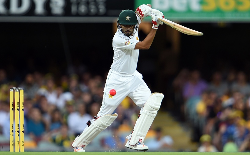pakistan 039 s batsman babar azam plays a shot during the second day of the day night cricket test match between australia and pakistan at the gabba in brisbane on december 16 2016 photo afp