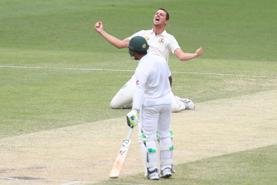 josh hazlewood of australia unsuccessfully appeals for the wicket of yasir shah photo courtesy cricket australia