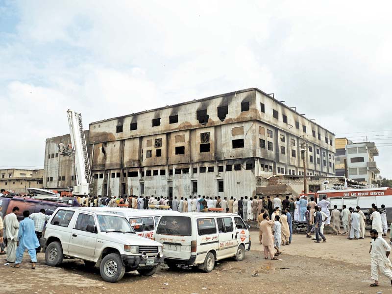 two hundred and sixty people were killed in the fire at ali enterprises garments factory in baldia town on september 11 2012 the incident earlier deemed an accident in which casualties multiplied due to the lack of safety measures was recently termed an act of arson over non payment of extortion photo file