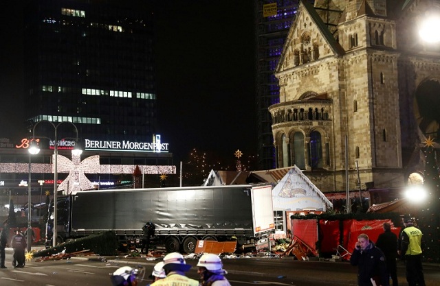 the truck made it as far as 80 metres into the christmas market before coming to a halt photo afp
