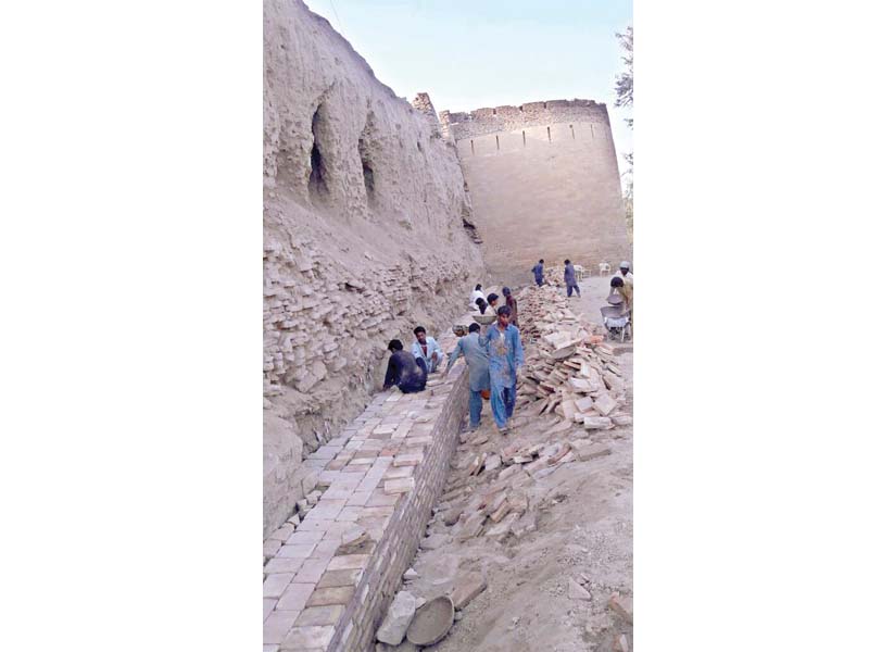 work on umerkot fort is being done in accordance with international guidelines for heritage preservation photo express