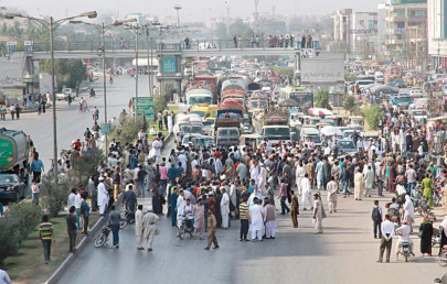 protest clogs traffic on korangi road protest clogs traffic on korangi road