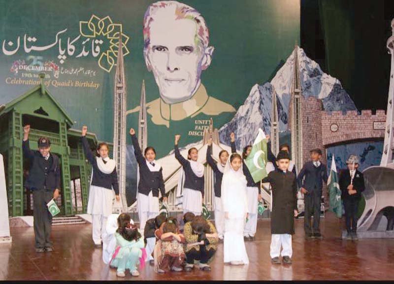 students paint portraits of quaid e azam and perform tableaus at the pnca auditorium photos express