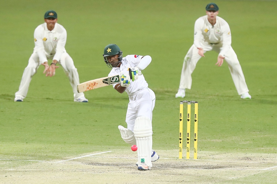 asad shafiq plays one towards the leg side on the fourth day of the first test against australia photo courtesy cricket australia