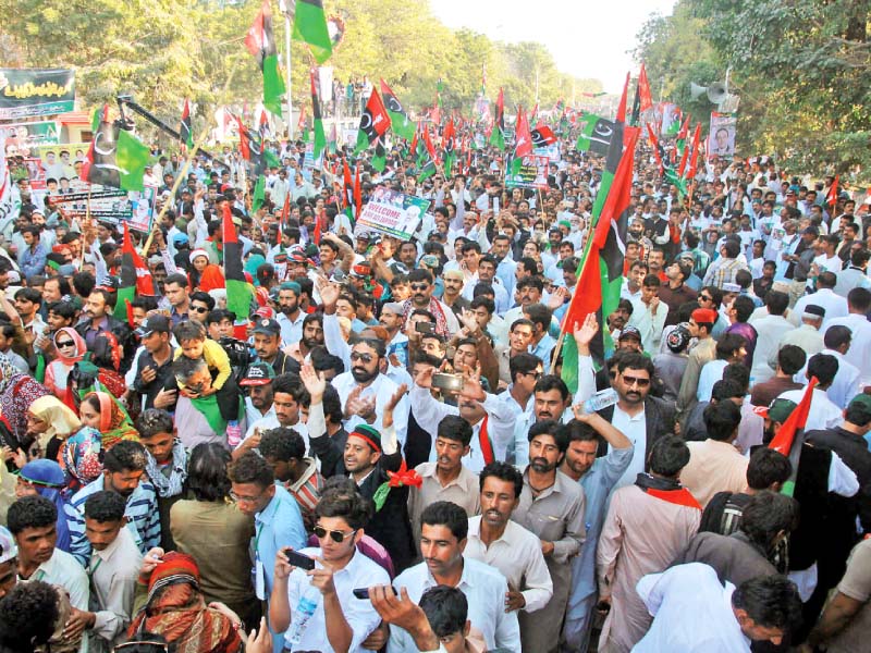 a large number of party workers and supporters raised the slogan jiye bhutto at the rally on friday photo athar khan express