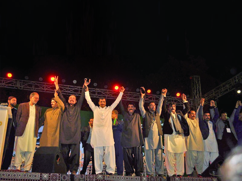 leaders of psp wave back to their supporters in hyderabad photo ppi