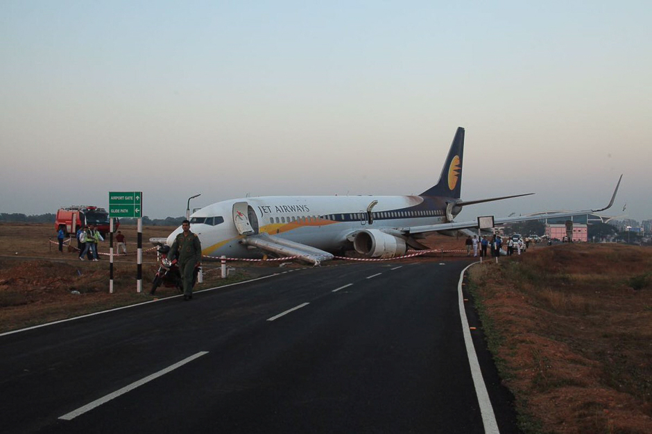 a jet airways aircraft is seen after it skidded off the runway before takeoff at an airport in goa india photo reuters