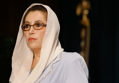 former prime minister of pakistan benazir bhutto listens to questions during a news conference at the voice of america january 26 2006 in washington dc bhutto spoke about the war or terrorism and the future of democracy in pakistan photo afp