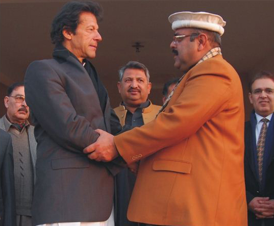 pti chairman imran khan with mna azhar jadoon photo inp