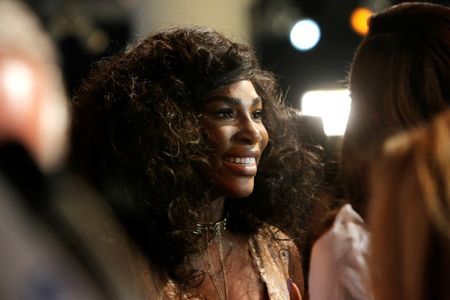 tennis player serena williams speaks to the media as she arrives to present the serena williams photo afp