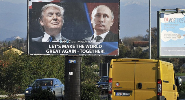 billboard showing us president elect trump and russian president vladmir putin placed in the town of danilovgrad montenegro photo afp billboard showing us president elect trump and russian president vladmir putin placed in the town of danilovgrad montenegro photo afp