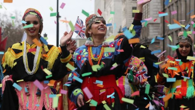 dancers from the pakistani delegation were among those who took part in the parade photo pa dancers from the pakistani delegation were among those who took part in the parade photo pa