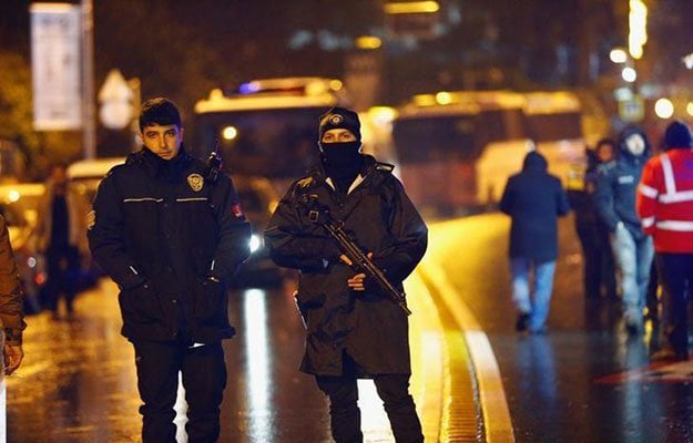 police secure an area near an istanbul nightclub following a gun attack turkey january 1 2017 photo reuters