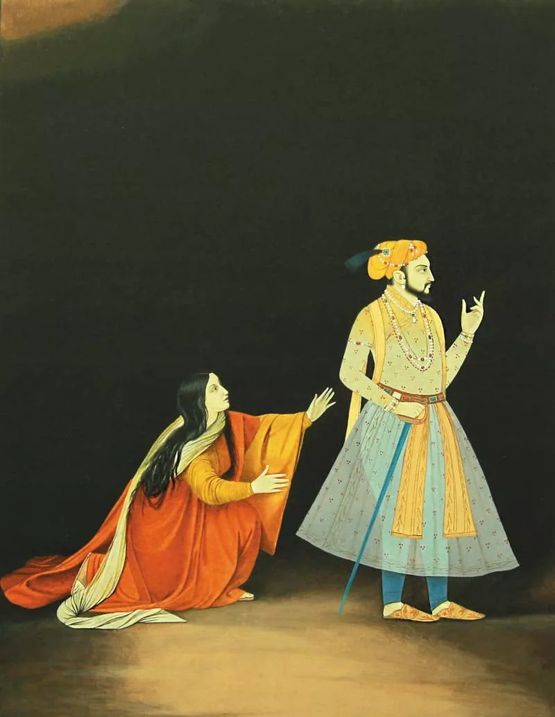 the artist has merged european renaissance figures with mughal characters and has developed a new narrative altogether photo courtesy sanat gallery the artist has merged european renaissance figures with mughal characters and has developed a new narrative altogether photo courtesy sanat gallery
