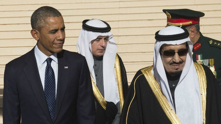 us president barack obama left stands alongside saudi king salman right at king khalid international airport in riyadh saudi arabia photo afp