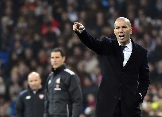 zinedine zidane gestures during the match between real madrid and sevilla at the santiago bernabeu stadium in madrid on january 4 2017 photo afp zinedine zidane gestures during the match between real madrid and sevilla at the santiago bernabeu stadium in madrid on january 4 2017 photo afp