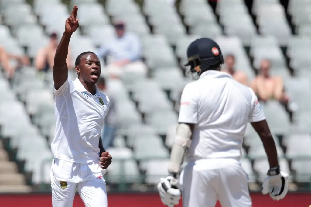 in destructive mood rabada l celebrates the dismissal of angelo mathews r who was the top scorer for sri lanka with 49 photo afp in destructive mood rabada l celebrates the dismissal of angelo mathews r who was the top scorer for sri lanka with 49 photo afp
