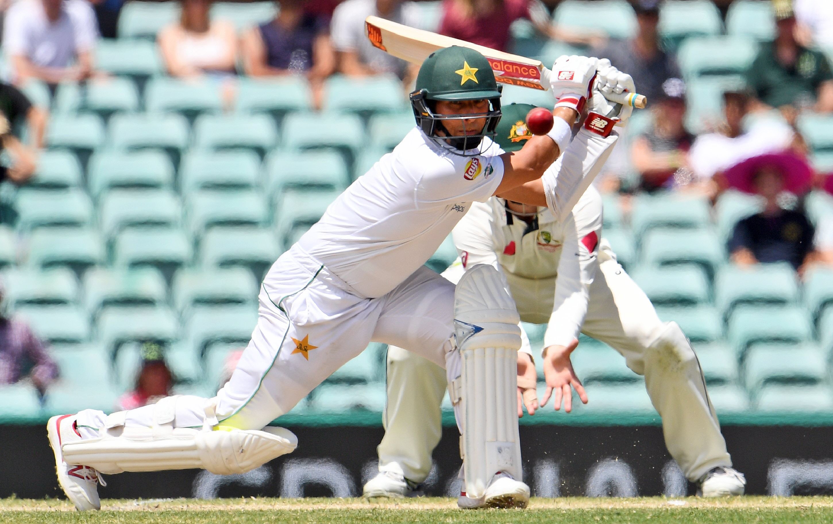 nightwatchman pakistan batsman yasir shah drives a ball from the australian bowling on the fourth day of the third cricket test match at the scg photo afp